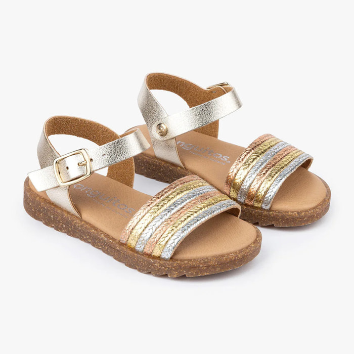Sandalias De Niña Piel En Multicolor