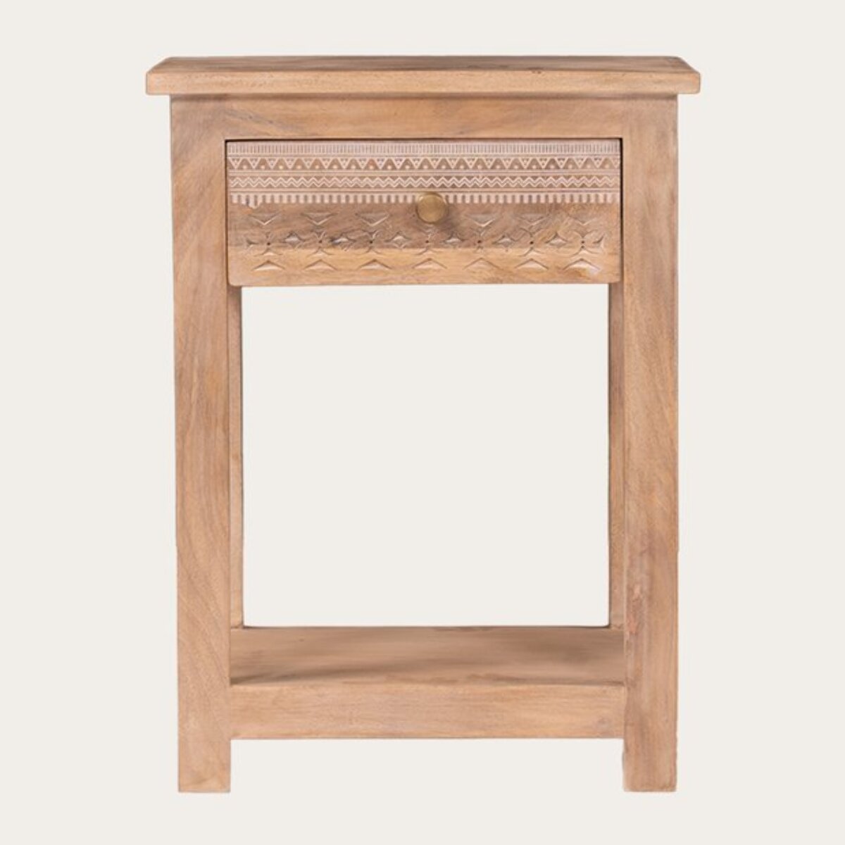 Table de chevet Zilara -bois massif de mangue-couleur natural 45 x 60 x 35 cm