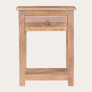 Table de chevet Zilara -bois massif de mangue-couleur natural 45 x 60 x 35 cm