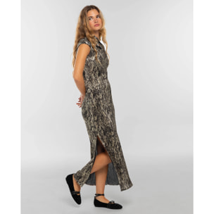 Vestido quipao midi con cierre de alamares de mujer