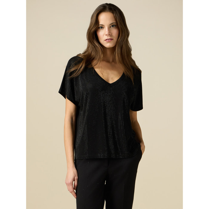 Oltre - T-shirt con micro cristalli - Nero