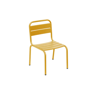 Lot de 2 chaises en métal jaune pour enfant. salon de jardin enfant