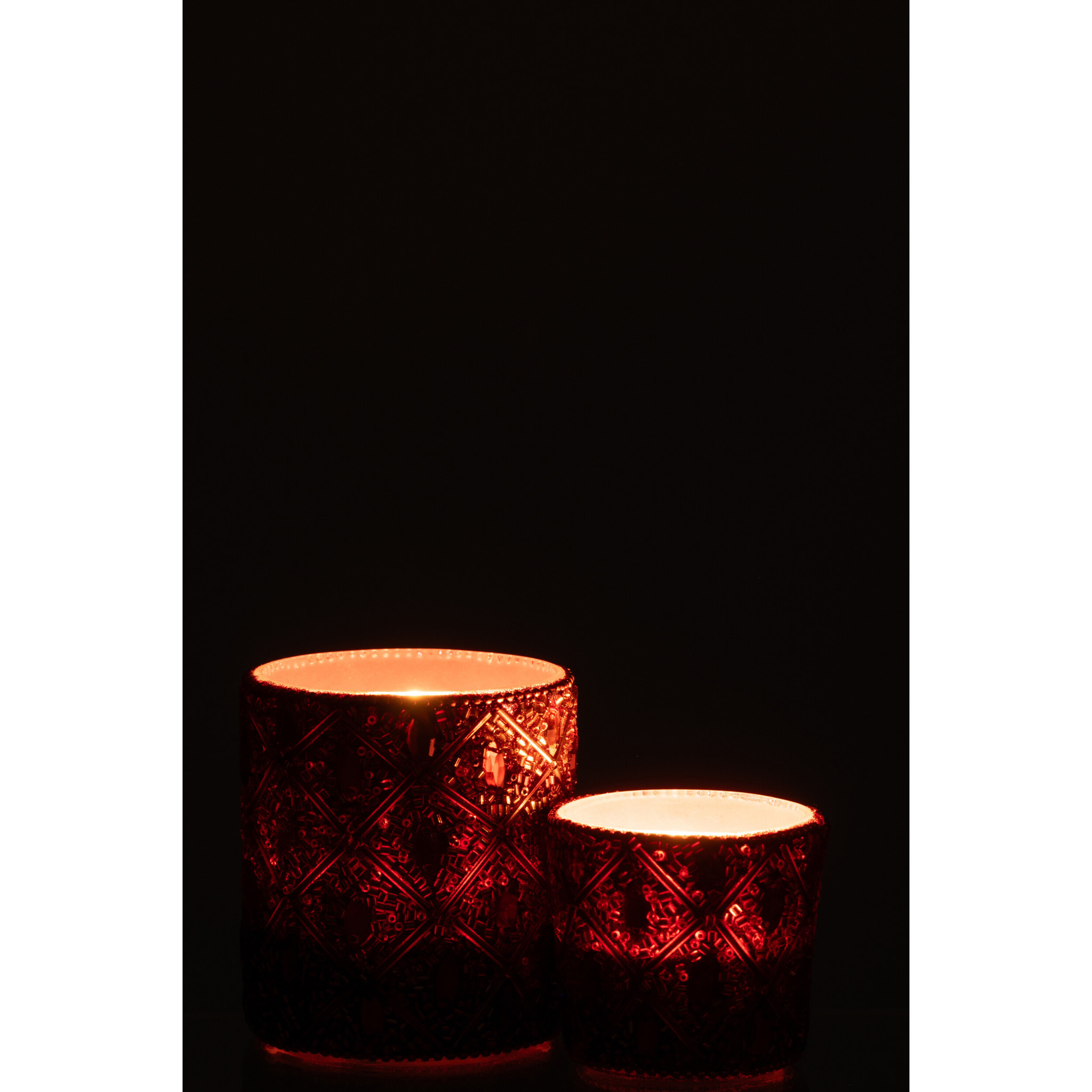 J-Line photophore - verre/perles  - marron foncé/rouille - large