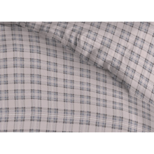 Copripiumino Sacco Per Piumino in Calda Flanella Fantasia Orsetto Tartan Grigio