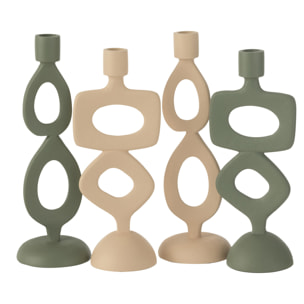 J-Line bougeoir Anneaux - aluminium - beige - 2 pièces
