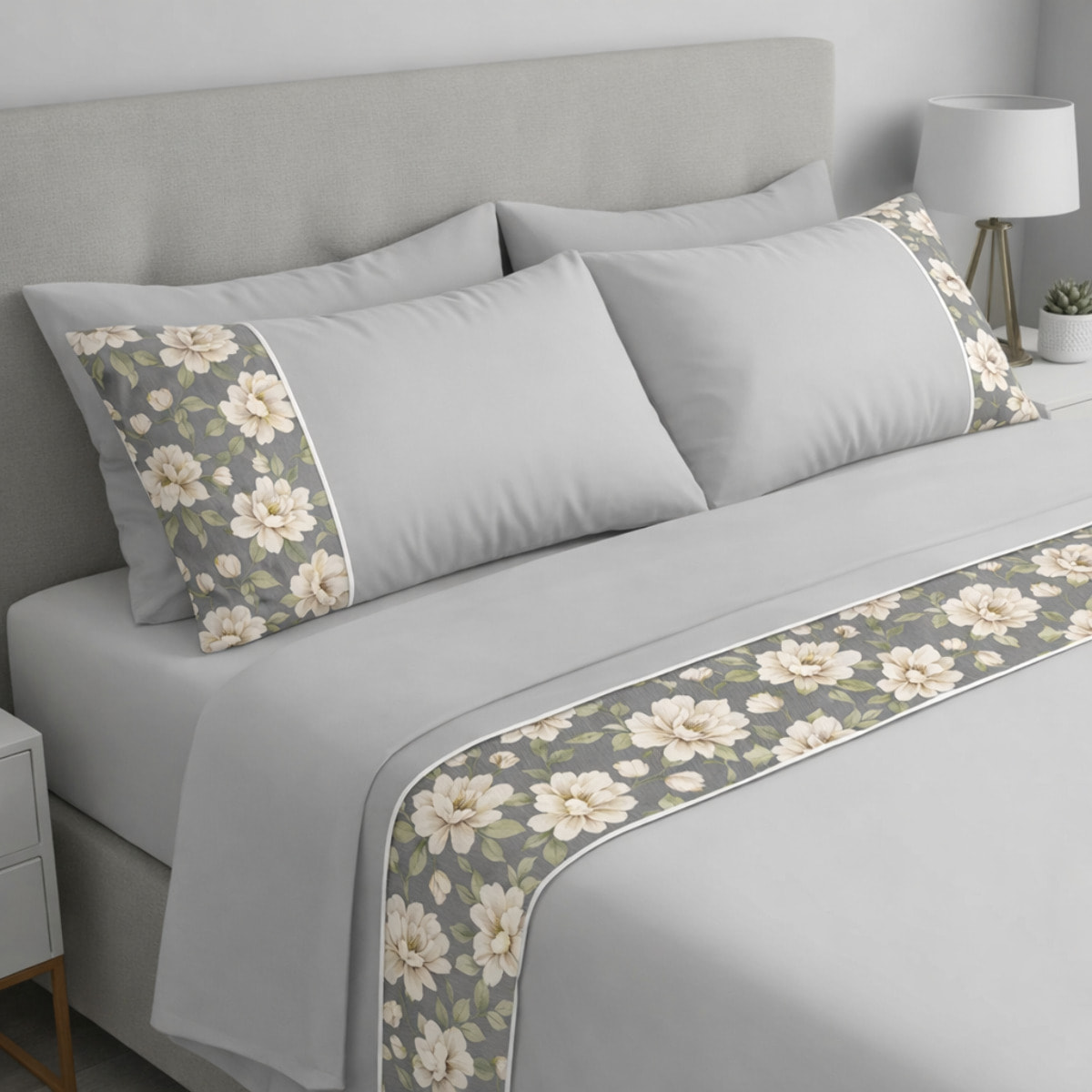 Completo letto Armonie IPERSAN Puro Cotone Corolla Grigio