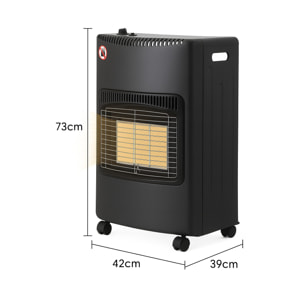 Stufa a Gas GPL 4,2 kW 3 Livelli Pannelli Infrarossi Accensione Piezoelettrica CE Sicurezza ODS Antiribaltamento Ruote Adatta fino 60m³ Bombole 15 kg