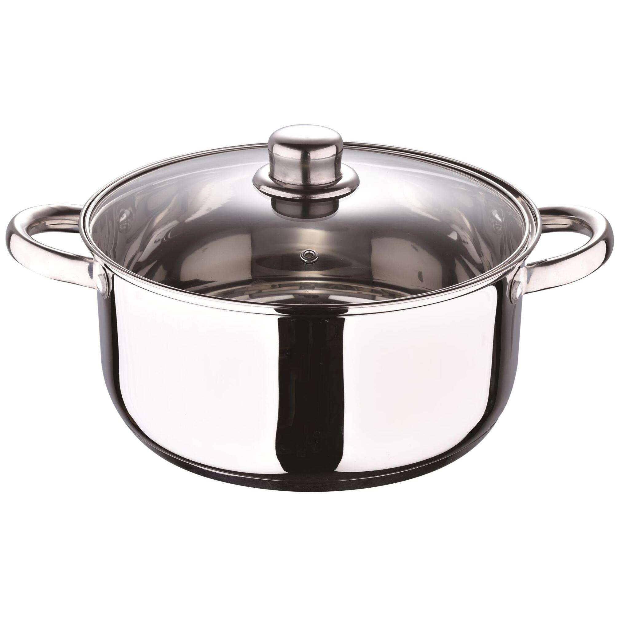 juego de batería de cocina de 7 piezas en acero inoxidable con bases de inducción y mangos ergonómicos