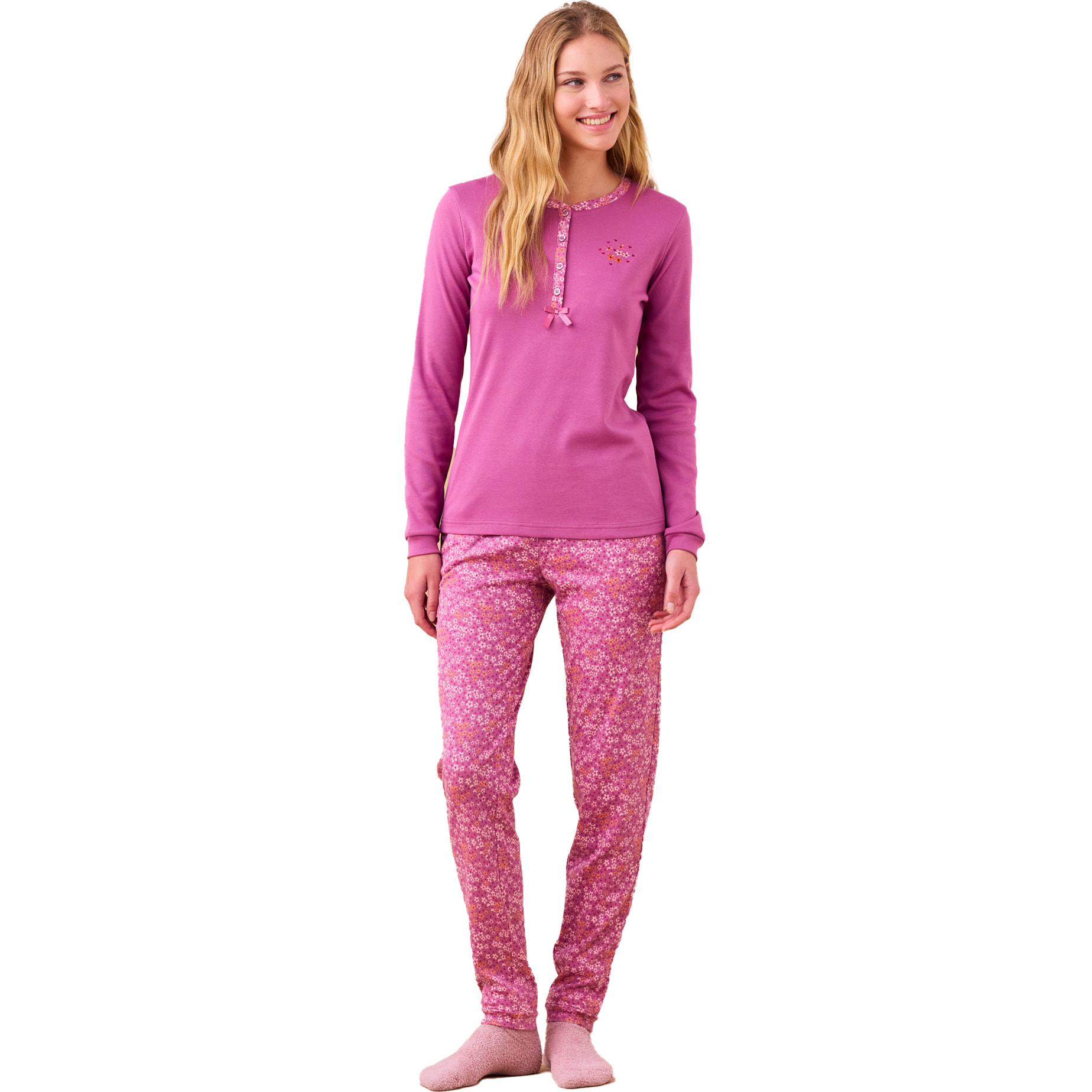 Pigiama donna caldo cotone articolo fiori. Noidinotte