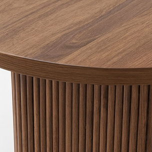 Table à manger ovale effet noyer et pieds striés 230cm SELMA