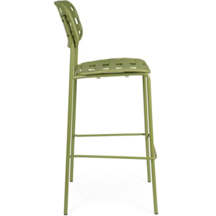 Set di 4 sgabelli CLOVER in polipropilene verde e struttura acciaio, impilabili