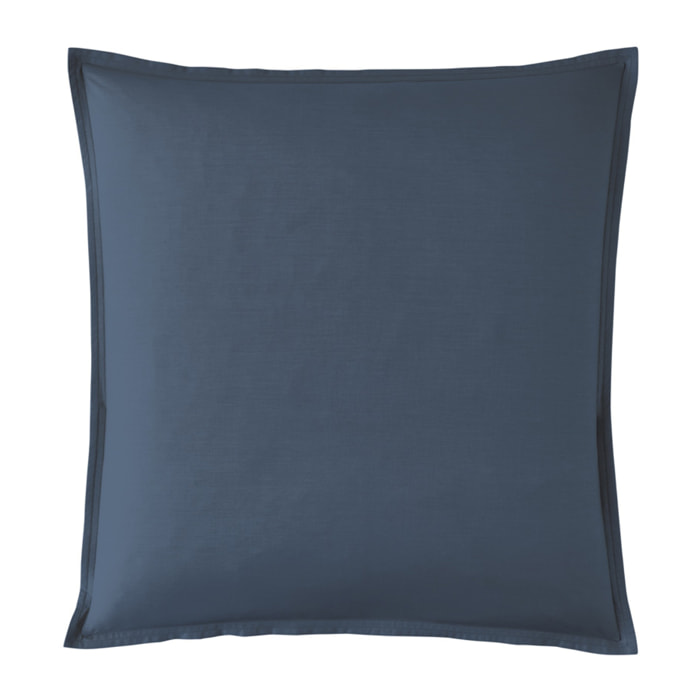 Taie d'oreiller unie en percale de coton, PREMIÈRE, Bleu Nuit
