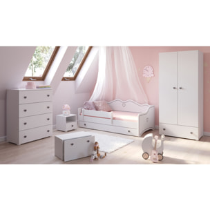 Comodino per cameretta Emi bianco con pomello grigio