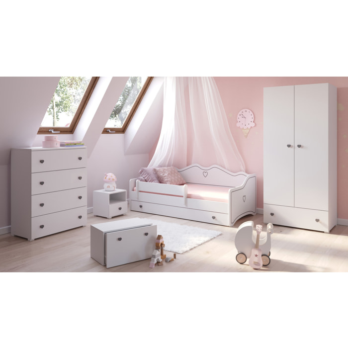 Comodino per cameretta Emi bianco con pomello grigio