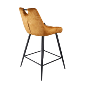 Chaise de bar en velours avec poignée et pieds en métal - ROSA 2