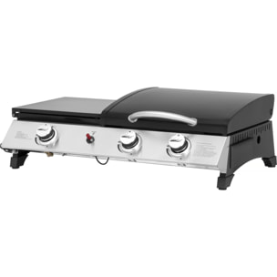Plancha gaz avec couvercle "Rasio" - 7.5 KW - 3 brûleurs - Noir