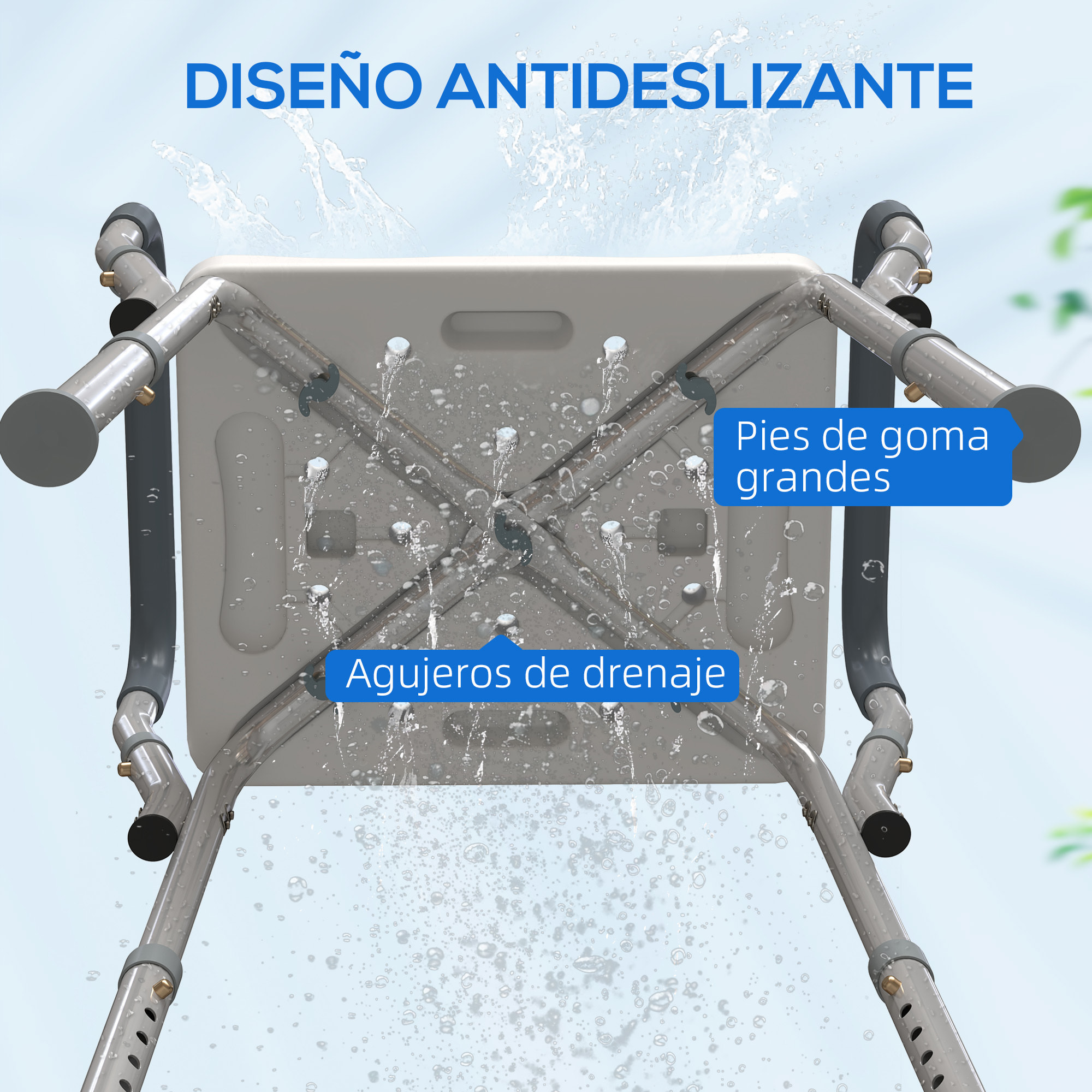 Taburete de Ducha Silla Ducha Personas Mayores con Altura Regulable Silla para Ducha de Aluminio Antideslizante Carga 150 kg para Ancianos y Discapacitados