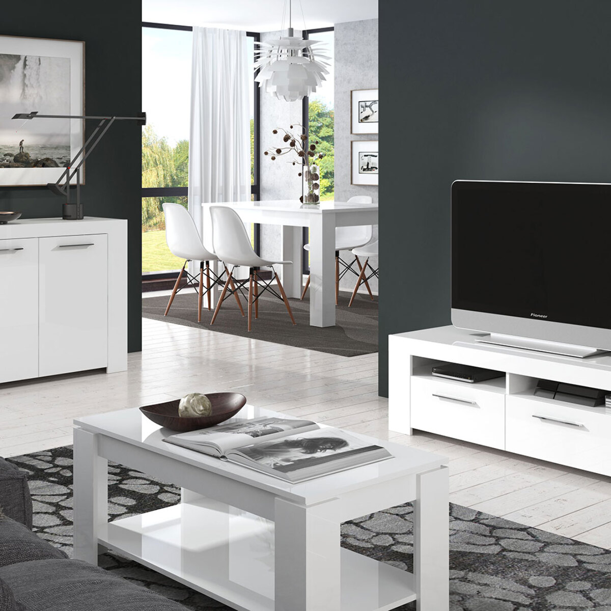 Mesa Comedor Extensible 90x140-190 Cm Blanco Brillo