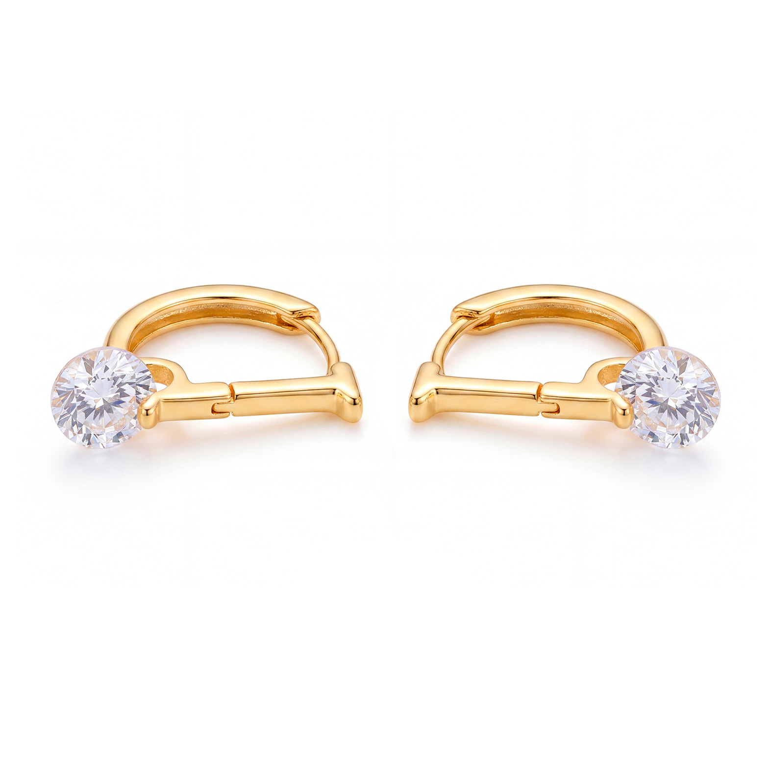 Pendientes de Circonita Brillante acabado en oro amarillo de 18k