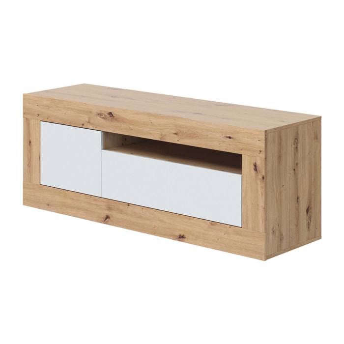 Mueble Tv 2 Puertas 53x139x42 Cm Roble Blanco Artik