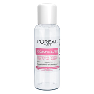 L'Oréal - Acqua Micellare Detergente Delicato Viso Occhi Labbra per Pelli Secche e Sensibili Struccante Lenitivo Senza Risciacquo 30ml