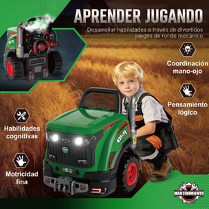 AIYAPLAY Juguete de Motor de Camión para Niños, Volante de Juguete con Vapor, Luces y Sonidos, Set de Reparación Mecánico Desmontable, Regalo Educativo para Niños y Niñas de 3-6 Años, Verde