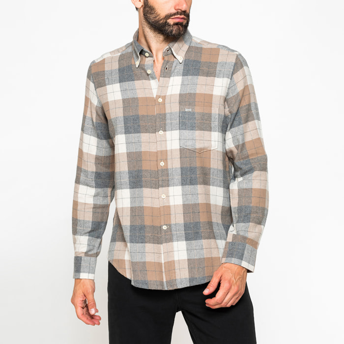 CAMICIA FANTASIA TINTO FILO IN FLANELLA LEGGERA