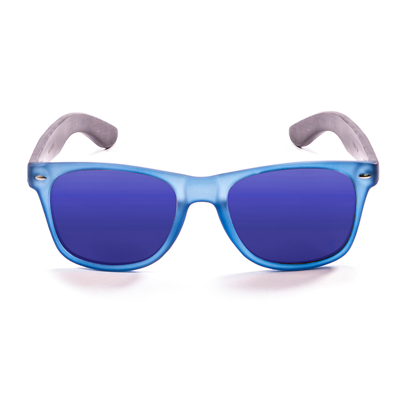 Gafas de sol OCEAN BEACH WOOD - Patilla marrón bambú con montura azul transparente / Revo azul