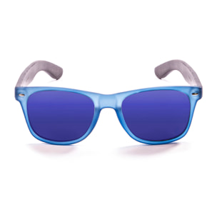 Gafas de sol OCEAN BEACH WOOD - Patilla marrón bambú con montura azul transparente / Revo azul