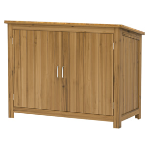 Armoire de jardin en bois - 2 portes, étagère - dim. 110 x 50 x 85 cm