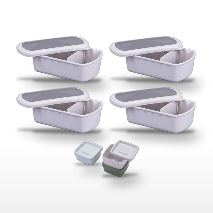 Lot de 4 Lunchbox 1L & Set de 3 boîtes à sauce Fackelmann Storage