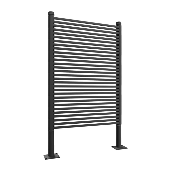 Linea - Pannello Frangivista Separè da Esterno 90,5x193 cm in Metallo e Resina Nero