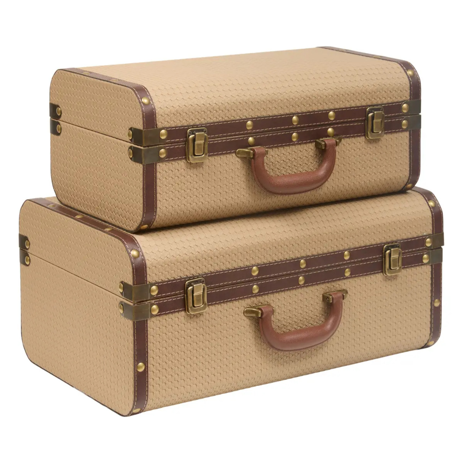 Lot de 2 cantines de rangement rectangulaires Bonie beige