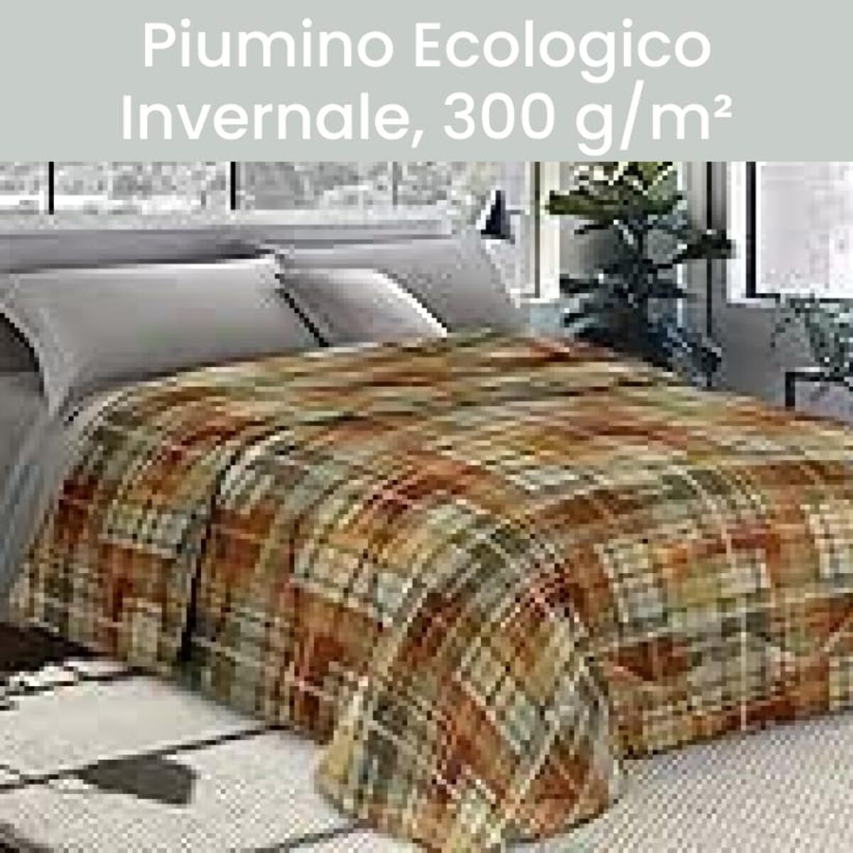 INTRECCI Piumino Singolo, 170 x 260 cm, Piumino Ecologico, Caldo, Invernale, 300 g/m², Anallergico e Antiacaro, Made in Italy, Lavabile in Lavatrice, Soffice, Morbido. Fantasia: Scozzese arancio