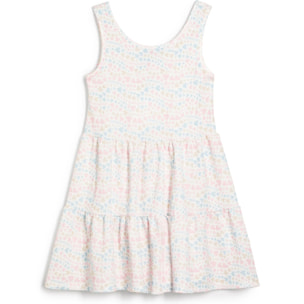 Vestido de Niña con Estampado de Corazones en Blanco