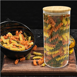 Ensemble de 2 Boîtes de conservation en verre 1,5L avec couvercle en Bambou Fackelmann Eco Friendly