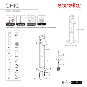 Combiné Wc CHIC Bambou & Acier Noir mat Spirella