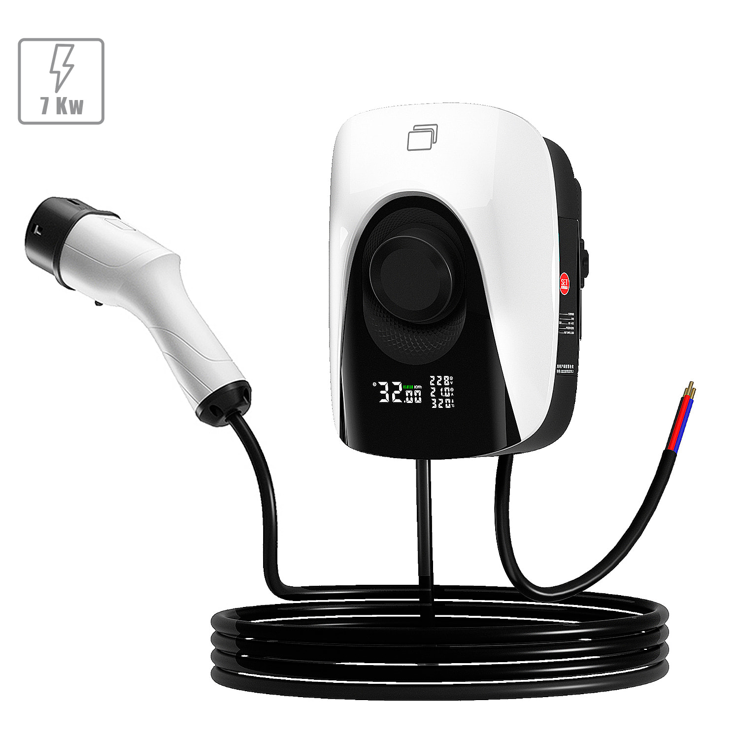 Estación de carga ZD02. Para coches eléctricos de CA para el hogar. Tipo 2, EV y PHEV, con 32A y 7KW.