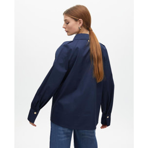 Camicia in popeline con maniche a sbuffo
