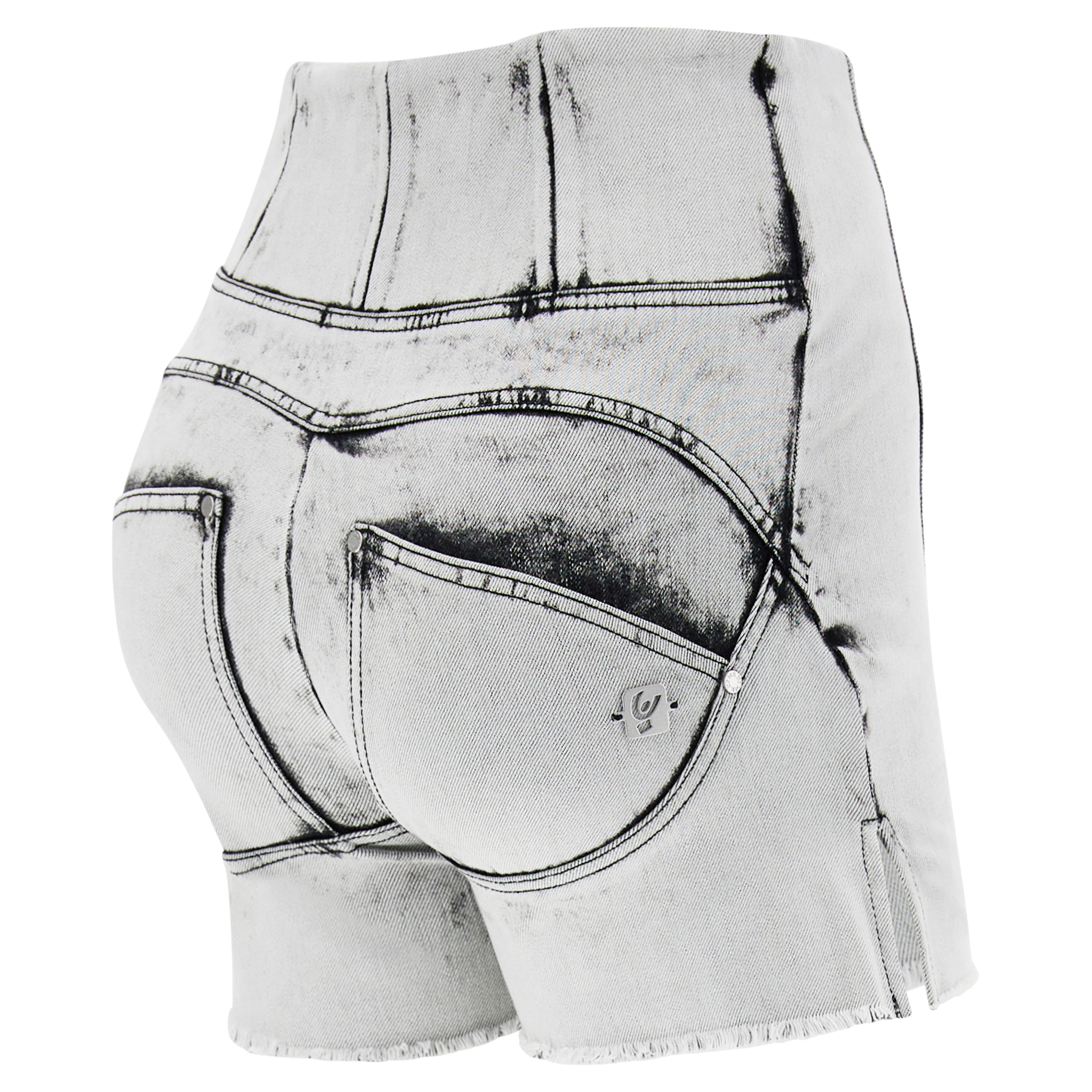 Shorts push up WR.UP® con spacchi in denim super slavato