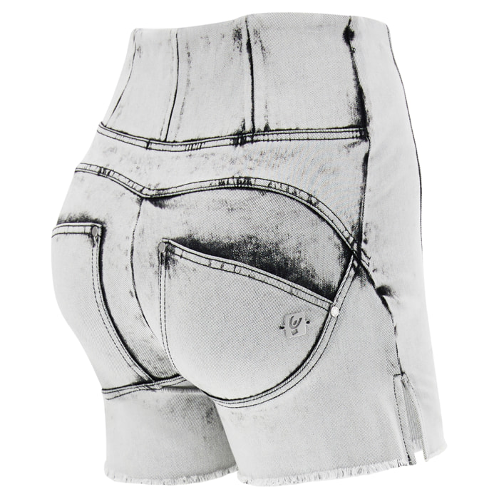 Shorts push up WR.UP® con spacchi in denim super slavato