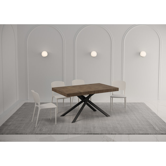 Mesa extensible 90x160/264 cm Karida Premium nogal patas antracita