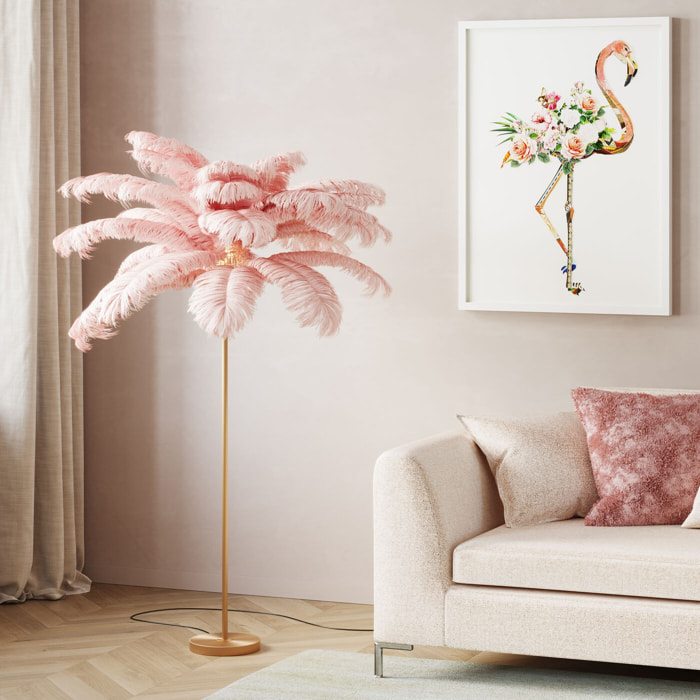 Lampadaire plumes 165cm rose Kare Design