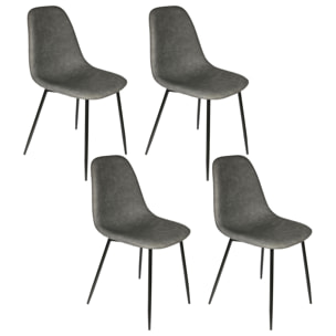 Chaise Pu Amber Gris - Lot De 4