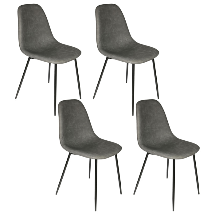 Chaise Pu Amber Gris - Lot De 4
