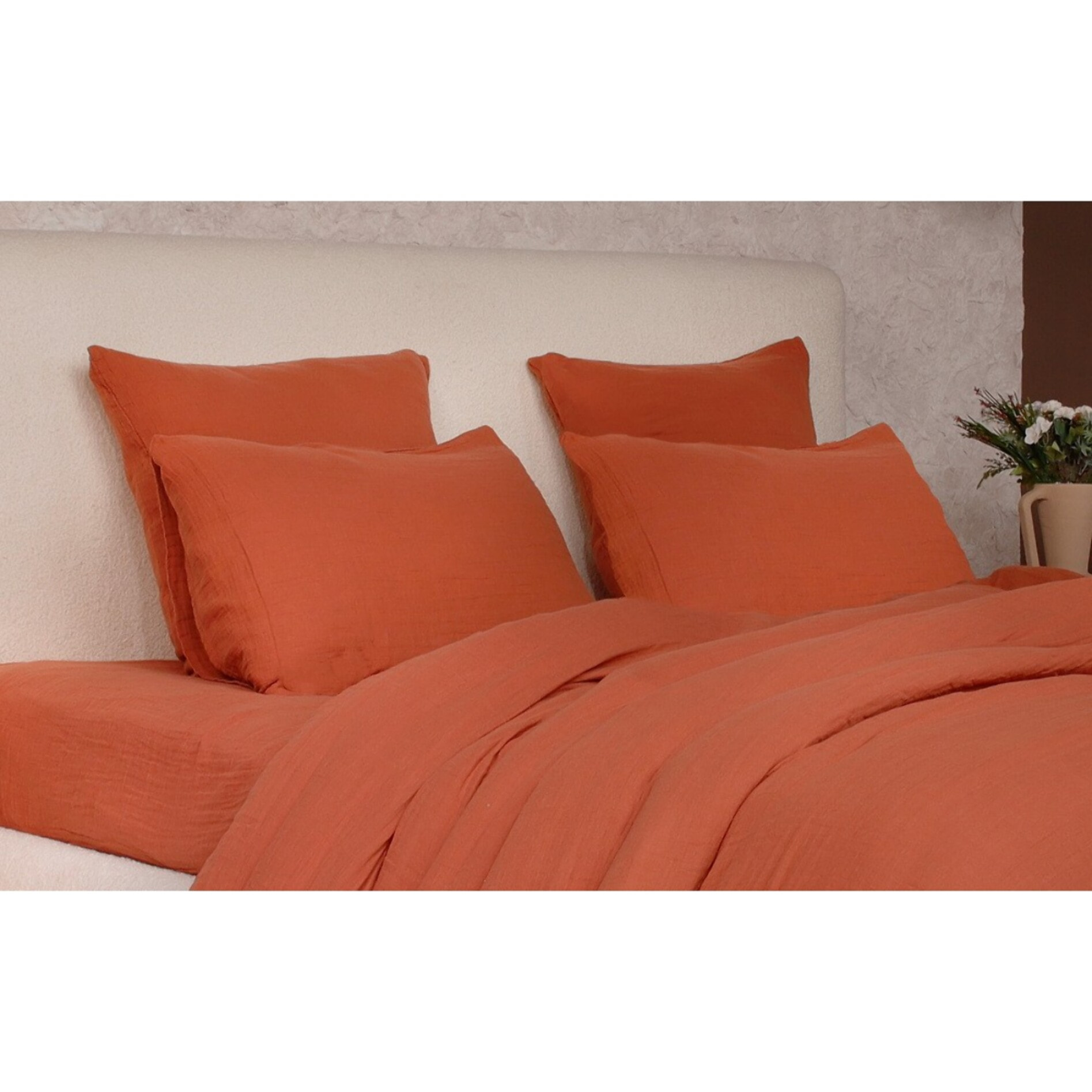 Parure housse de couette coton safran mineral, safran