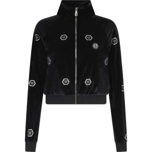 PHILIPP PLEIN Chenille Tracksuit Jacket Mini Monogram Crystal Monogram
