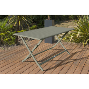 MARIUS - Table de jardin pliante en aluminium vert kaki