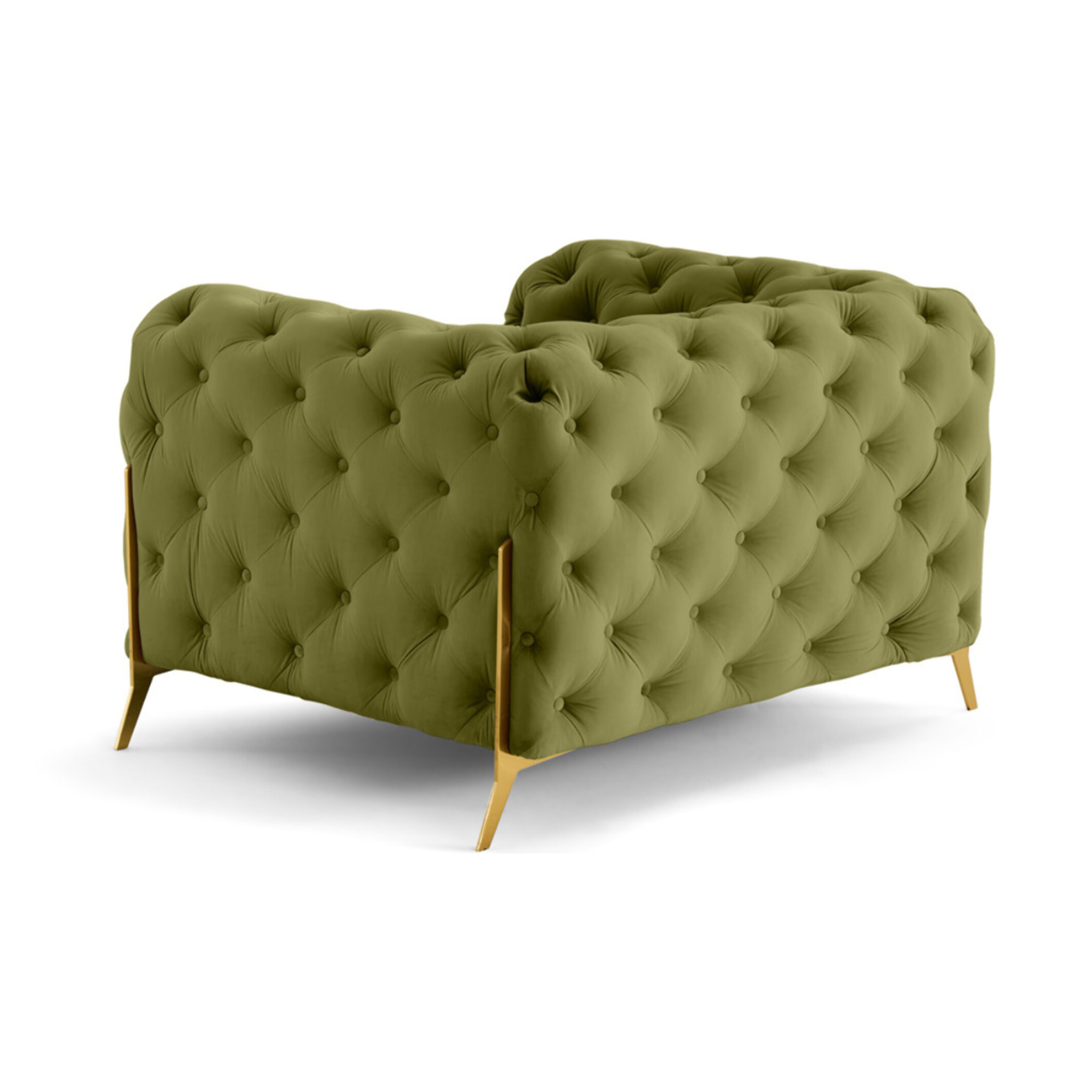 Camden - fauteuil chesterfield en velours - pieds en métal doré - Vert