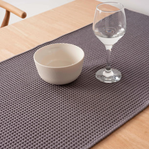 Chemin de table Waffle Titane 45x140 cm